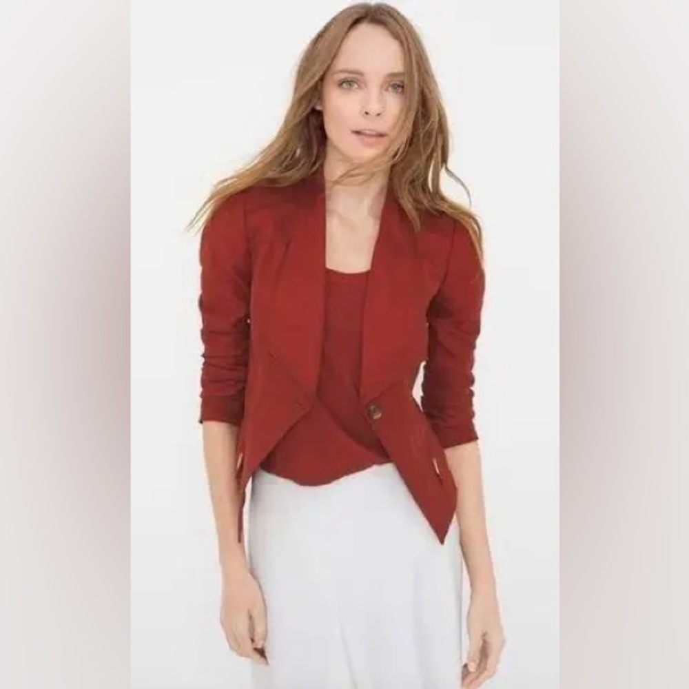 White House black market rust red summer weight blazer 3/4 sleeves cropped